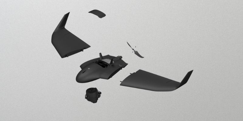 Deconstructed ebee vision on plain background