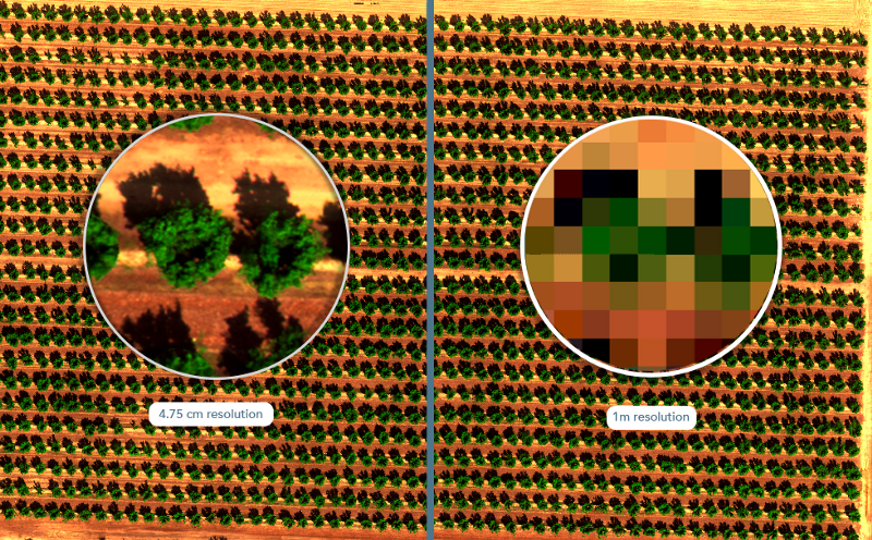 Resolução de 4,75cm vs 1m