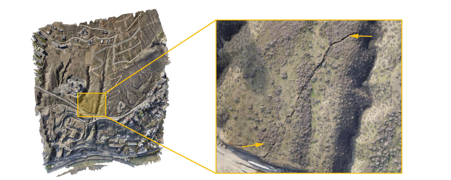 Cartografía con drones del corrimiento de tierras de Vashlijvari en Tiflis (Georgia)