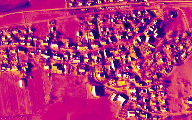 Thermal map aerial view
